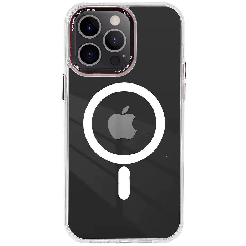 PHONIX Apple iPhone 15 Plus (6.7') Clear Armor Hard Magenta Safe Case With Metal Mens Protection White