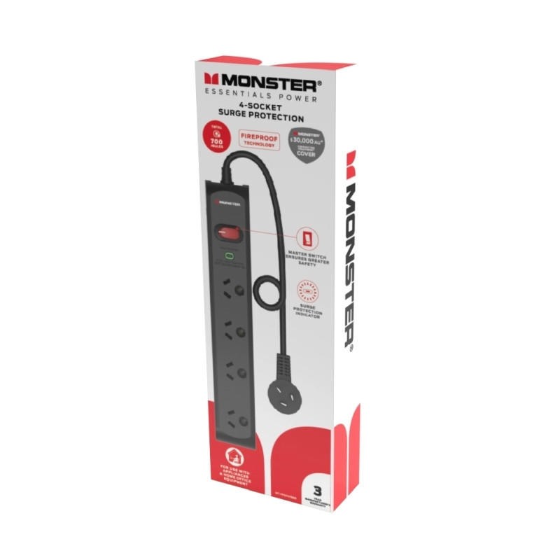 MONSTER 4 Socket Surge Protector Board 