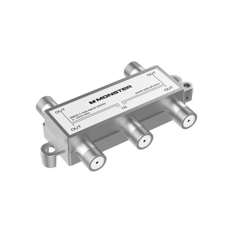  MONSTER PIN Digital Coaxial 4 Way TV Splitter 