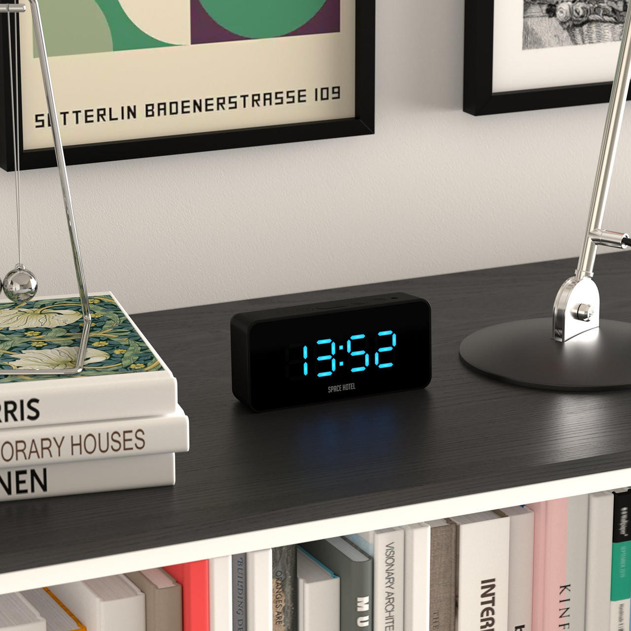  Newgate Space Hotel Hypertron Alarm Clock Black Case - Black Lens - Blue Led 