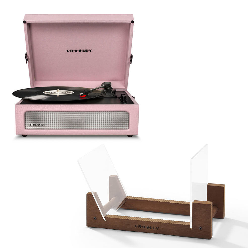 CROSLEY Crosley Voyager Bluetooth Portable Turntable - Amethyst + Bundled Crosley Record Storage Display lay Stand