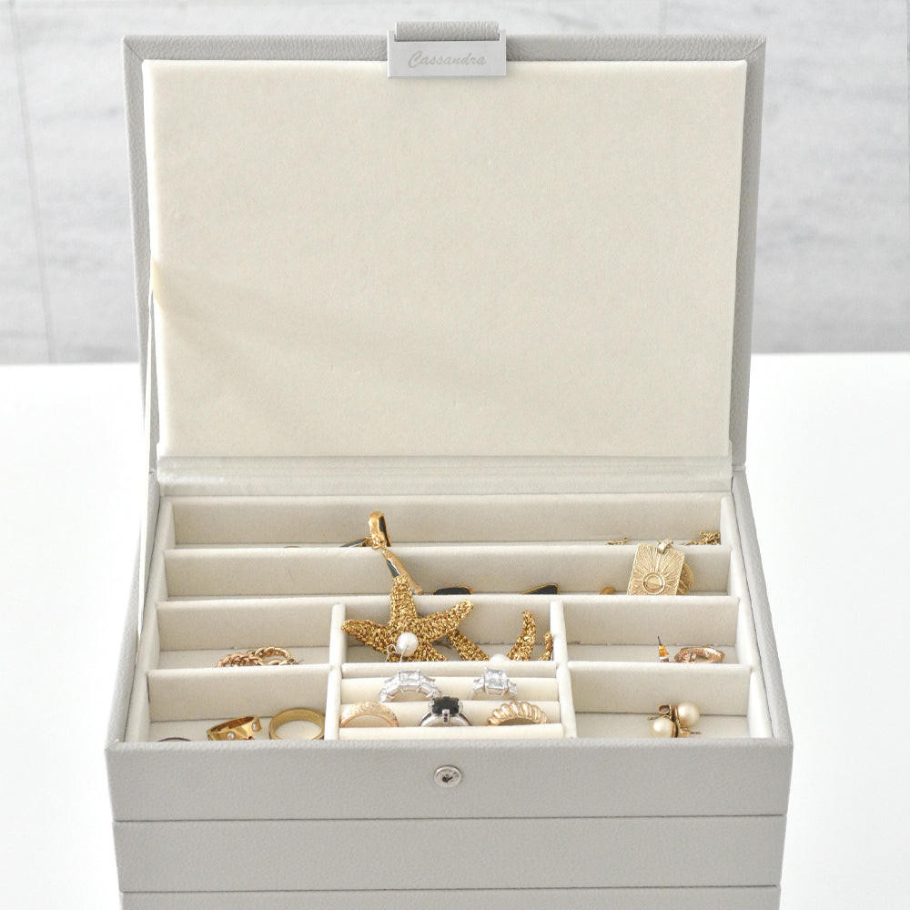  Cassandra's Medium 4 Tray Jewellery Box - The Jade Collection - Pink 