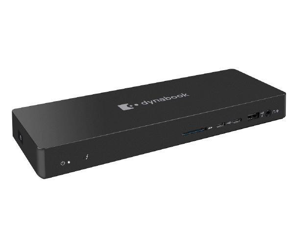 TOSHIBA Dynabook Thunderbolt 4 Dock 90W HDMI (1), DP (2), USB A (4), Headphone/Microphone Combo (1), LAN (1), Thunderbolt 4 USB C (1), SD Card (1), USB C (2)