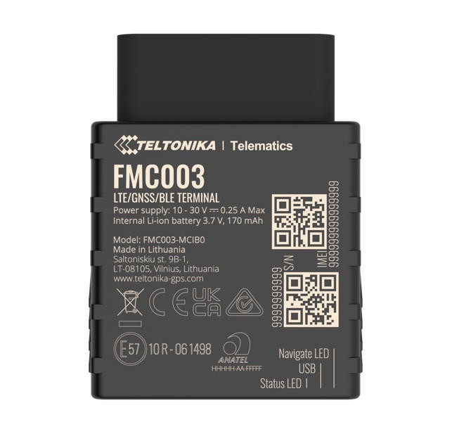 TELTONIKA FMC003 Advanced Plug and Track real-time tracking terminal with GNSS, GSM and Bluetooth connectivity