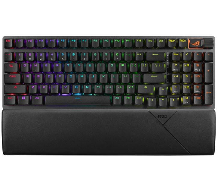  ASUS ROG STRIX SCOPE II 96 WL Snow Switch Wireless Gaming Mechanical Keyboard, Tri-mode Connection, Streamer hotkeys, PBT Keycaps 