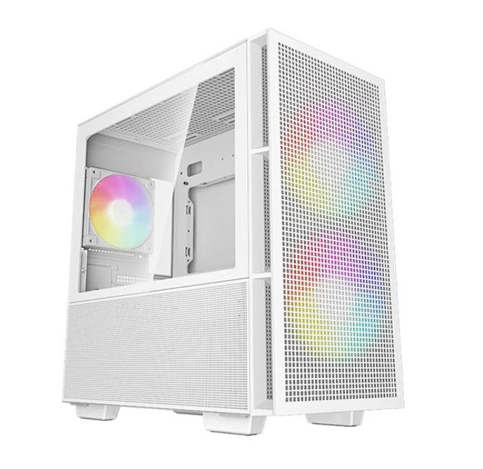  DEEPCOOL CH360 White Micro ATX Case, Tempered Glass Window, 1x USB 3.0, 1x USB-C, HD Audio, 2x 140mm ARGB and 1x 120mm ARGB Pre-installed Fans 