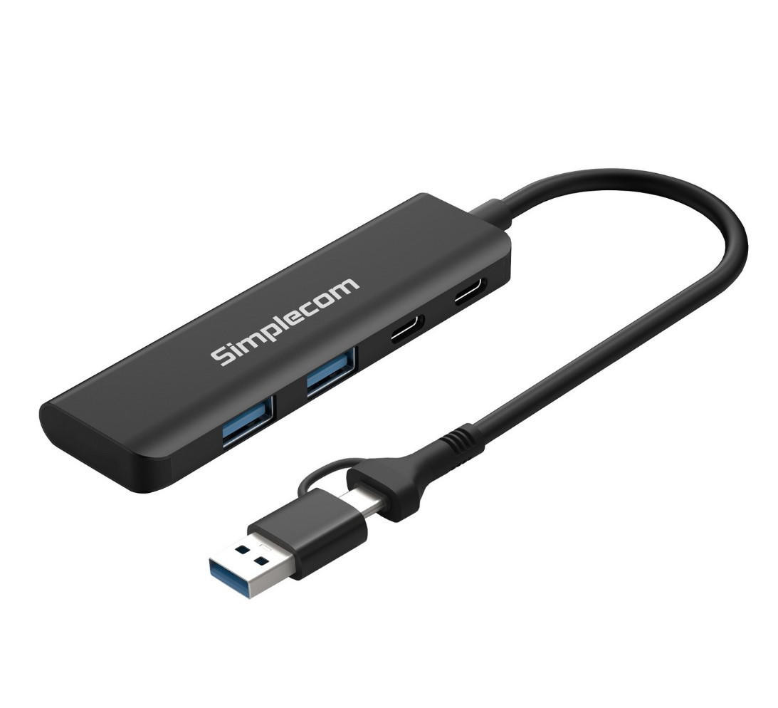  SIMPLECOM CH385 SuperSpeed USB-A and USB-C 4-Port Combo Hub USB 3.2 Gen 1 (2x USB-A and 2x USB-C Ports) 