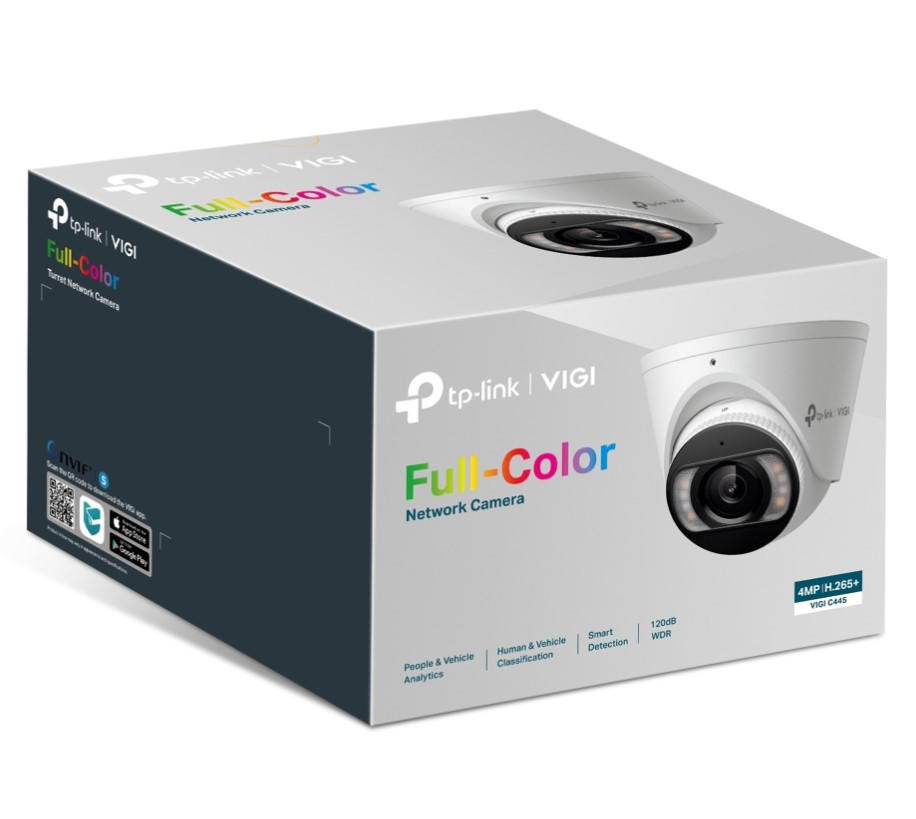  TP-LINK VIGI 4MP C445(2.8mm) Full-Color Turret Network Camera, 2.8mm Lens, Smart Detection 