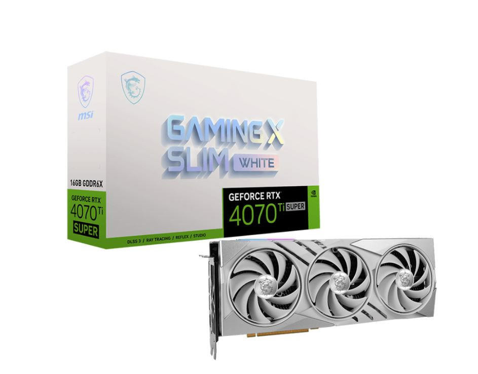  MSI GeForce RTX 4070 Ti SUPER 16G GAMING X SLIM WHITE Video Card 2670MHz Boost Clock, 16GB GDDR6,DisplayPort x 3 (v1.4a),HDMI x 1 