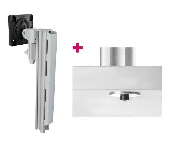 ATDEC Atdec AWMS-1340 130mm Arm + 400mm Post / 12kg (26.5lb) Flat Screens, 10kg (22lb) Curved Screens + Bolt-Through Desk Fixing, Silver