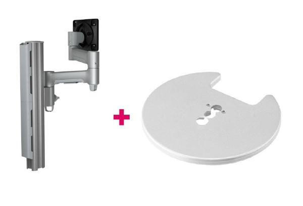 ATDEC Atdec AWMS-4640 Single 460mm Monitor Arm + 400mm Post / 12kg (26.5lb) Flat Screen, 10kg (22lb) Curved Screen + Grommet Clamp Desk Fixing, Silver