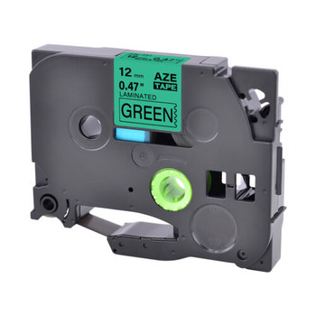 Premium Generic Label Cassette - Black on Green 12mm Replacement for Part Number : TZ-731,TZe-731