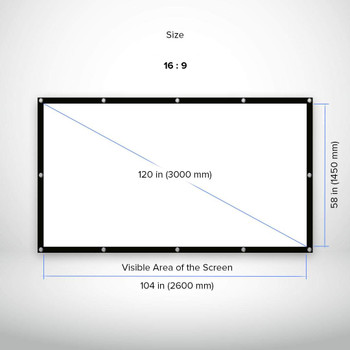 Portable Projector Screen for PIQO Projector 120inches Light Weight with Hanging Hooks included
