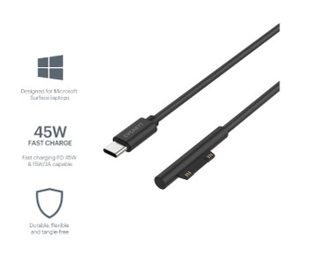 CYGNETT ESSENTIAL USB-C TO SURFACE CABLE CHARGER - BLACK