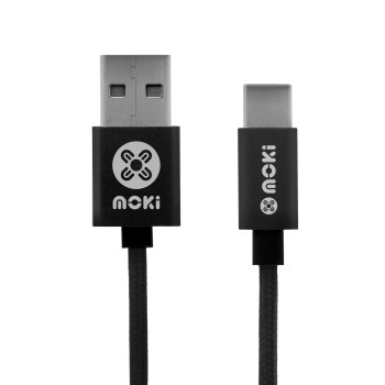 MOKI Braided Type-C SynCharge Cable 90cm/3ft Gun Metal Tip