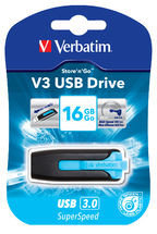 VERBATIM 16GB V3 USB3.0 Blue Store'n'Go V3; Rectractable