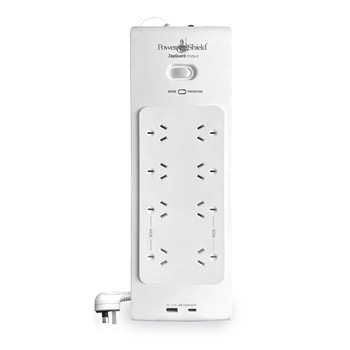 POWERSHIELD PSZ8U2 ZapGuard 8 Way Power Surge Filter Board, USB A / C Connectors, Wide Spaced Sockets, Wall Mountable,$60,000 Connected Equipment