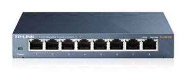 TP-Link TL-SG108 8-Port Gigabit Desktop Switch Steel Case Fanless 11.9Mpps Support 802.1p/DSCP QoS1 and IGMP Snooping Plug & Play