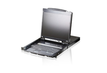 ATEN Rackmount Dual Rail LCD Console VGA PS/2-USB w/ 19' LCD Display, 1x Custom KVM Cable Included, 1280x1024@75hz Display, LED Illumination