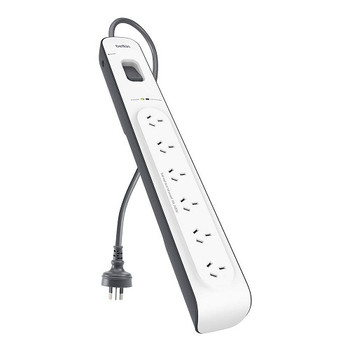 BELKIN 6 - Oulet Surge Protection Strip with 2M Power Cord - White/Grey - L-MPAB6OPS2MPC shop at AUSTiC 3D Shop