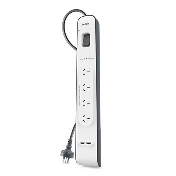 BELKIN 2.4 Amp USB Charging 4-outlet Surge Protection Strip - White/Grey - L-MPAB2.4AUSB4OSPS shop at AUSTiC 3D Shop