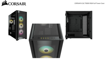 CORSAIR Obsidian 7000x RGB TG Tower Case, Mini-ITX, M-ATX, ATX, E-ATX, 3x 140 RGB PWM Fan,USB 3.1 Type C, 10x 2.5', 6x 3.5' HDD. Black