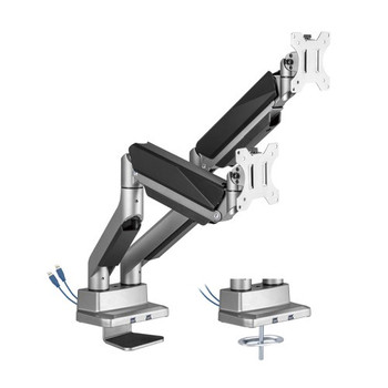 BRATECK Dual Monitor Economy Heavy-Duty Gas Spring Monitor Arm with USD 3.0 Ports Fit Most 17'-35' Up to 15kg