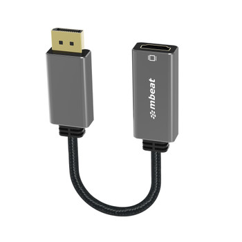 MBEAT Elite Display Port to HDMI Adapter - Converts DisplayPort to HDMI Female Port, Supports 4K@60Hz 3840×2160, Nylon Braided Cable - Space Grey - L-USMB-XAD-DPHDM shop at AUSTiC 3D Shop