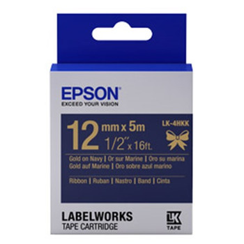 EPSON TAPE RIBBON 12MM GOLD ON NAVY 5 METRES FOR LW-300 LW-400 & LW-600P
