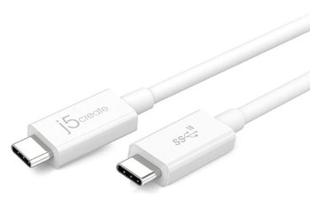 J5create JUCX01 USB-C 3.1 to USB-C 70cm Coaxial cable (Speeds up to 10 Gbps SuperSpeed+ &amp; 20V/5A (100W) power delivery)