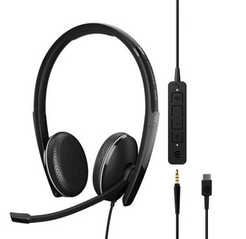 SENNHEISER | Sennheiser ADAPT 165T USB-C || On-ear, double-sided USB-C headset, 3.5 mm jack and detachable USB cable with in-line call control