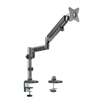 BRATECK Single Monitor Pole-Mounted Epic Gas Spring Aluminum Monitor Arm Fit Most 17'-32' Monitors, Up to 9kg per screen VESA 75x75/100x100 Space Grey