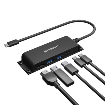 MBEAT Mountable 5-Port USB-C Hub - Supports 4K HDMI video out and 60W Power Delivery Charging with 2 × USB3.0 and 1 × USB-C