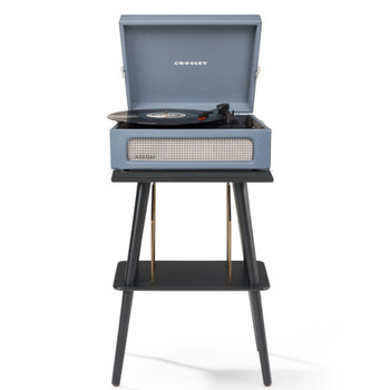 Crosley Voyager Bluetooth Portable Turntable + Entertainment Stand Bundle - Washed Blue