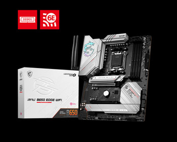 MSI MPG B650 EDGE WIFI AMD AM5 ATX Motherboard, 4x DDR5 ~128GB, 2x PCI-E x16, 1x PCI-E x1, 3x M.2, 6x SATA, 2x USB2.0, 7x USB 3.2, 1x USB-C