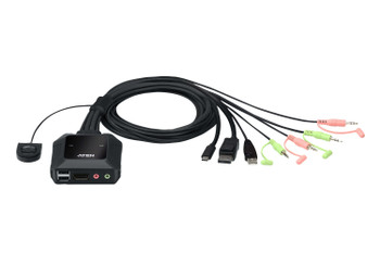 ATEN 2-Port USB-C DisplayPort Hybrid Cable KVM Switch