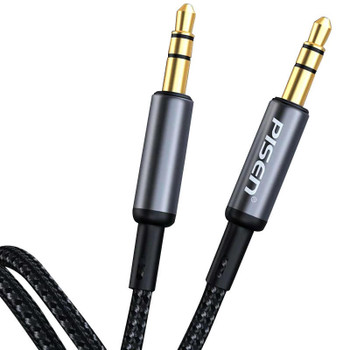  PISEN 3.5mm AUX Audio (Male to Male) Cable (2M) - Black, Gold-Plated Plug, Oxidation Resistant, Aluminium Alloy Shell 