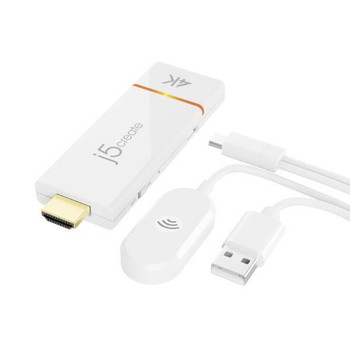 J5CREATE J5create JVAW76 ScreenCast 4K Wireless Display Adapter - Cast Laptop to TV (Supports Miracast, AirPlay, Chromecast, Windows, macOS, iOS, Android)