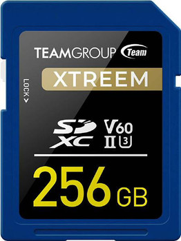 TEAM Team Group XTREEM SDXC Memory Card 256GB, RW (Max) 250MBs 120MBs, V60, UHS-II U3