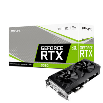  PNY GeForce RTX¢ 3050 8GB Verto Dual Fan /PCI-Express 4.0 x8/ Clock Speed 1552 MHz/ Boost Speed 1777 MHz/ Memory Size 8GB GDDR6/ 3-year 