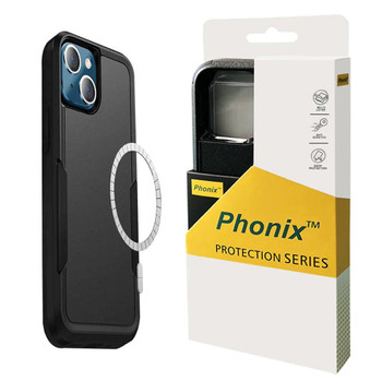  PHONIX Apple iPhone 15 Plus (6.7') Armor Rugged Case With Magenta Safe Black 