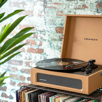 CROSLEY Crosley Voyager Bluetooth Portable Turntable - Tan + Bundled Crosley Record Storage Display Stand