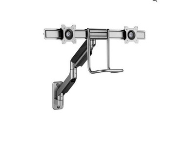 BRATECK Fabulous Wall Mounted Gas Spring Dual Monitor Arm 17'-32',Weight Capacity (per screen)9kg(Black)