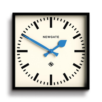  Newgate Number Five Wall Clock Black Blue Hands 