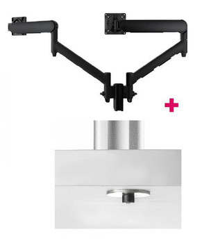 ATDEC Atdec AWMS-2-D13 Dual 690mm Dynamic Monitor Arms + 135mm Post / 8kg (17.6lb) Flat and Curved Screens + Bolt-Through Desk Fixing, Black