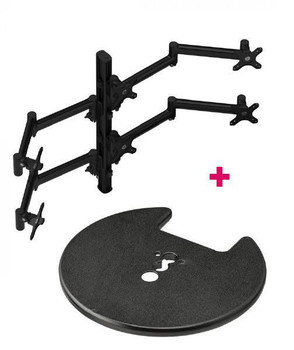 ATDEC Atdec AWMS-6-13717 Hex Monitor Mount + 750mm Post / 12kg (26.5lb) Flat Screens, 10kg (22lb) Curved Screens + Grommet Clamp Desk Fixing, Black 