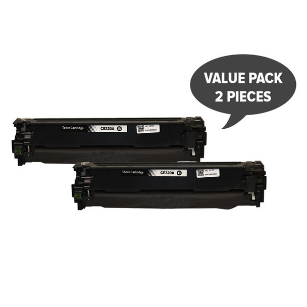 HP Compatible 2 x CE320 128A Black Premium Generic Toner