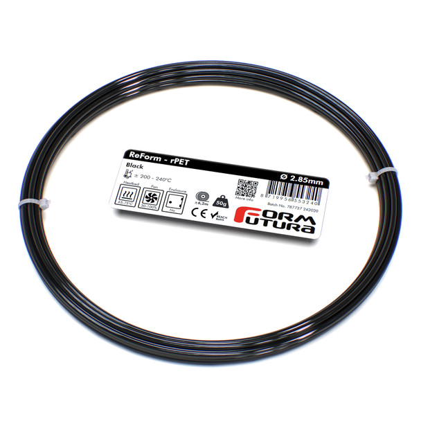 Glass feel recycled PETG Filament ReForm - rPET 2.85mm 50 gram Black Recycled 3D Printer Filament - 285RPET-BLCK-0050 shop at AUSTiC 3D Shop