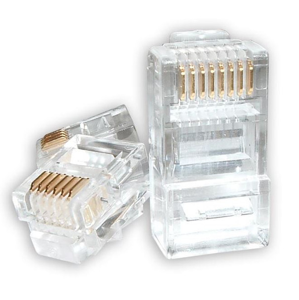ASTROTEK RJ45 Connector Modular Plug Crimp 8P8C CAT5e LAN Network Ethernet Head 2 Prong Blade 3u' Transparent 20/pack CBATP-8P8C-5E-2