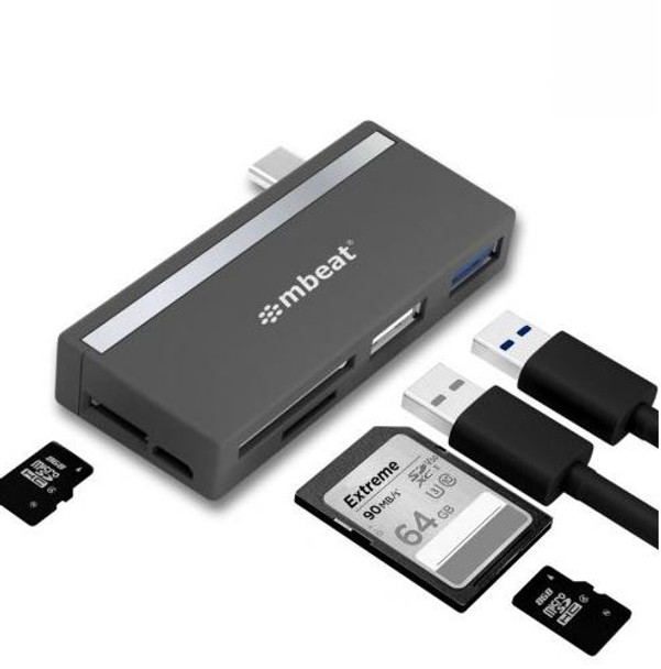 MBEAT Essential  5-IN-1 USB- C Hub  USB hub 2.0, 3.0, SD/TF Card Reader Supports SDXC, MicroSDXC